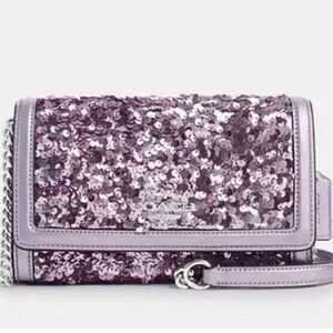 Coach Sequin Clutch/Crossbody in Lilac NWT